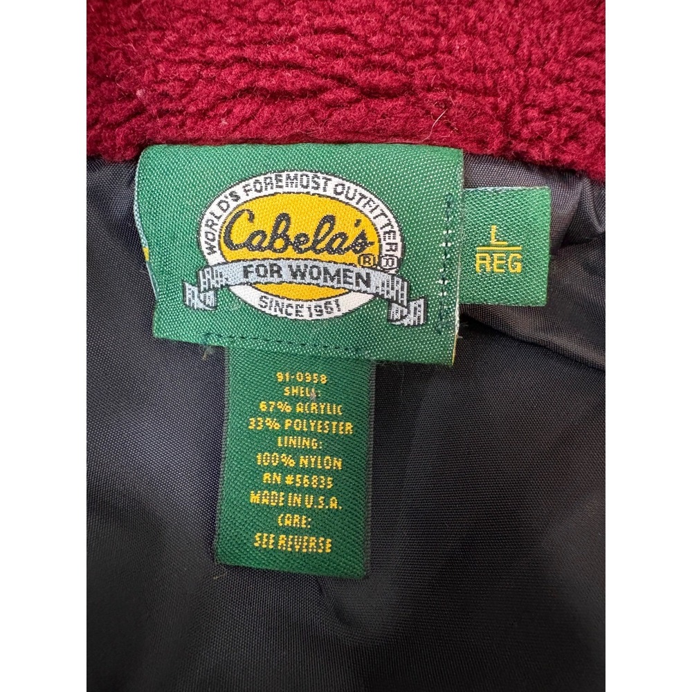 Cabela's Women Fleece Jacket Red Green Pine Tree Southwestern Cabin Outdoor L - Picture 6 of 9